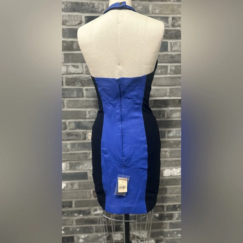 New Wilson Blue Leather and Black Lycra Dress. - Picture 3 of 14